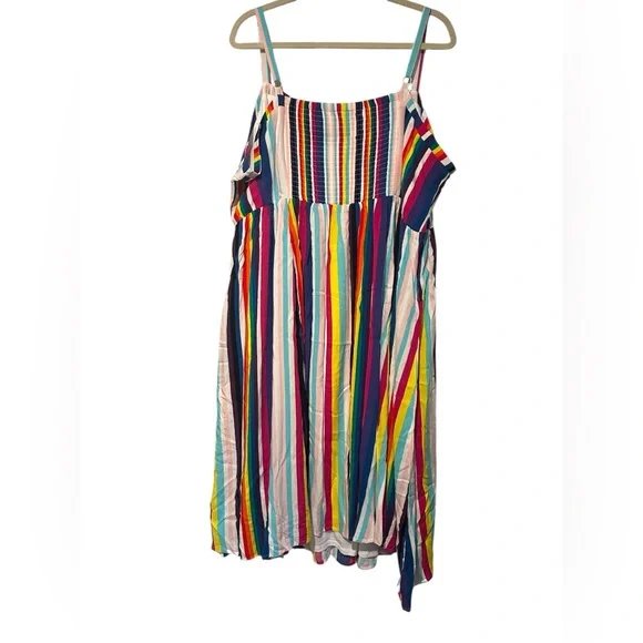 Torrid Midi Challis Skater Dress Striped Rainbow Colorful Pride Plus Sz 4X - Picture 7 of 10
